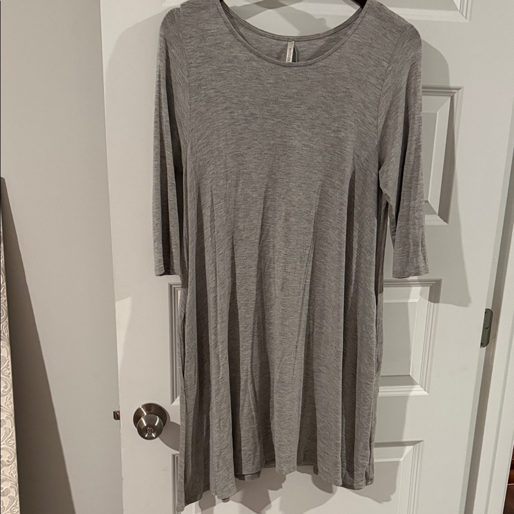 Mittoshop Gray Flowy Long Sleeve Dress stretchy large